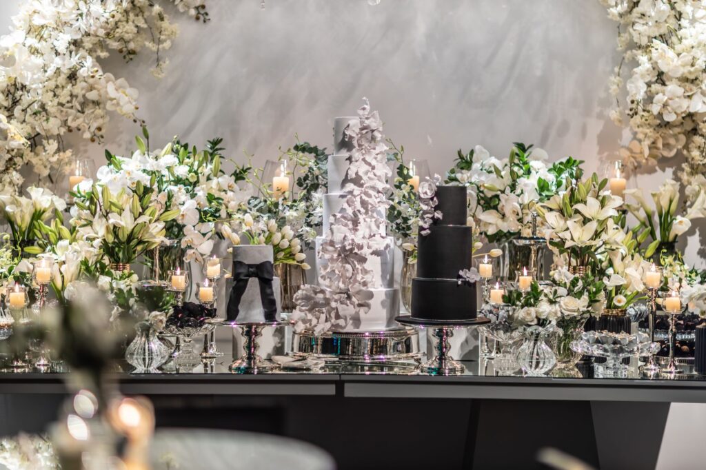A winter-themed wedding reception in Las Vegas with festive decor. — wedding season Las Vegas