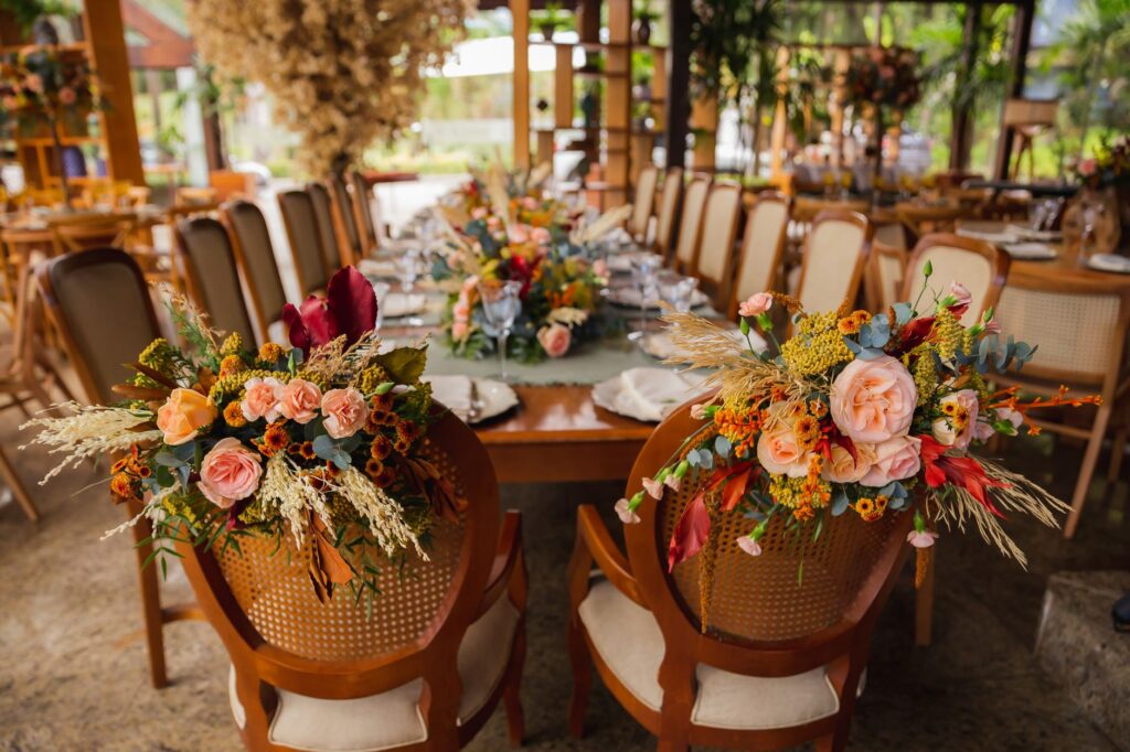 An autumn-themed wedding setup with rich colors and seasonal decor in a Las Vegas venue. — best time to marry in Las Vegas