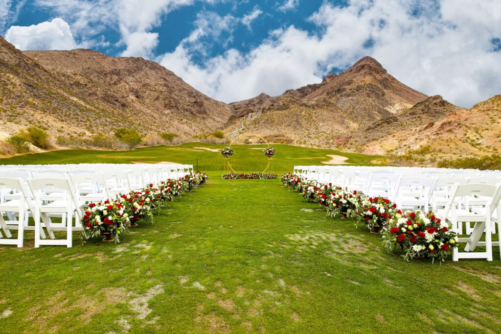 A beautiful outdoor wedding setup at a cheap wedding venue in Las Vegas — affordable wedding packages Las Vegas