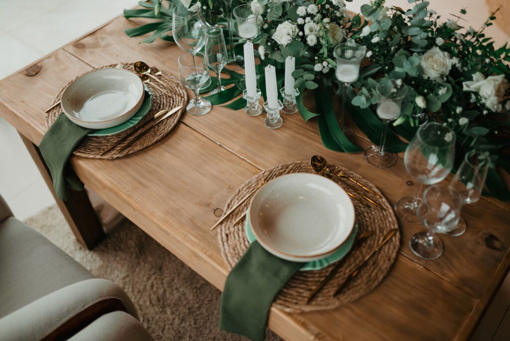 A beautifully decorated elopement package setup with flowers and candles. — Las Vegas elopement