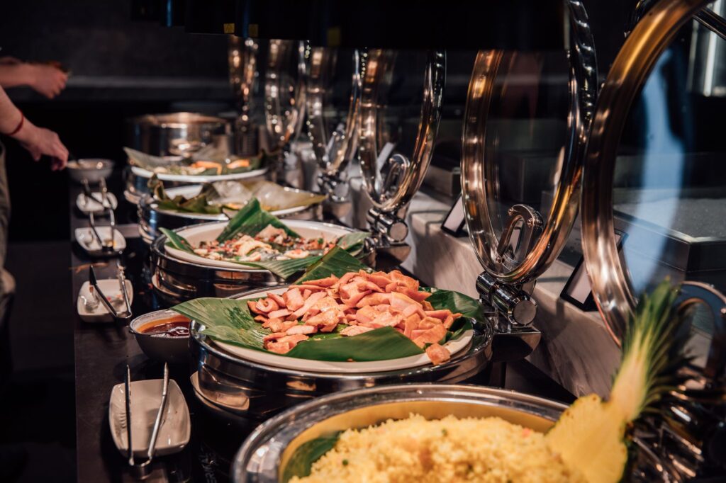A budget-friendly buffet setup with delicious catering options. — budget wedding ideas Las Vegas