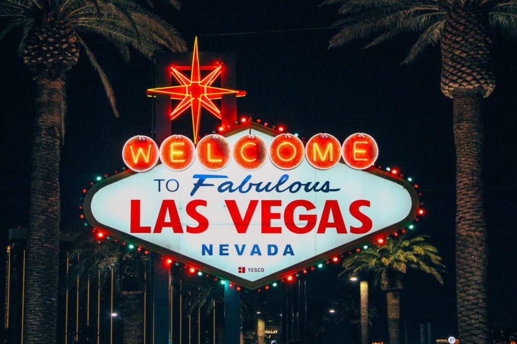 A close-up of a wedding ring set against the iconic Las Vegas Strip. — Las Vegas elopement
