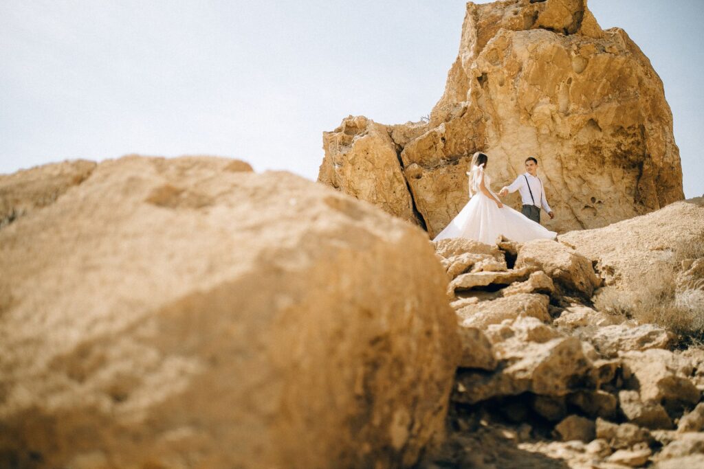 A couple exchanging vows at a scenic Las Vegas elopement location. — Las Vegas elopement planning