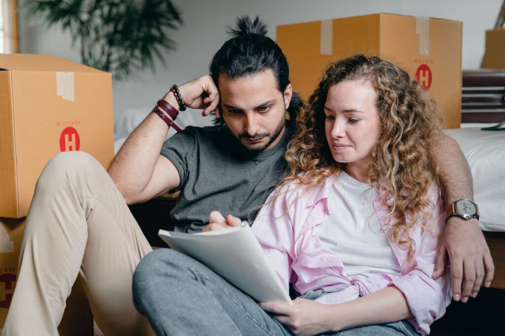 A couple reviewing their wedding planning checklist together — Las Vegas wedding planning checklist
