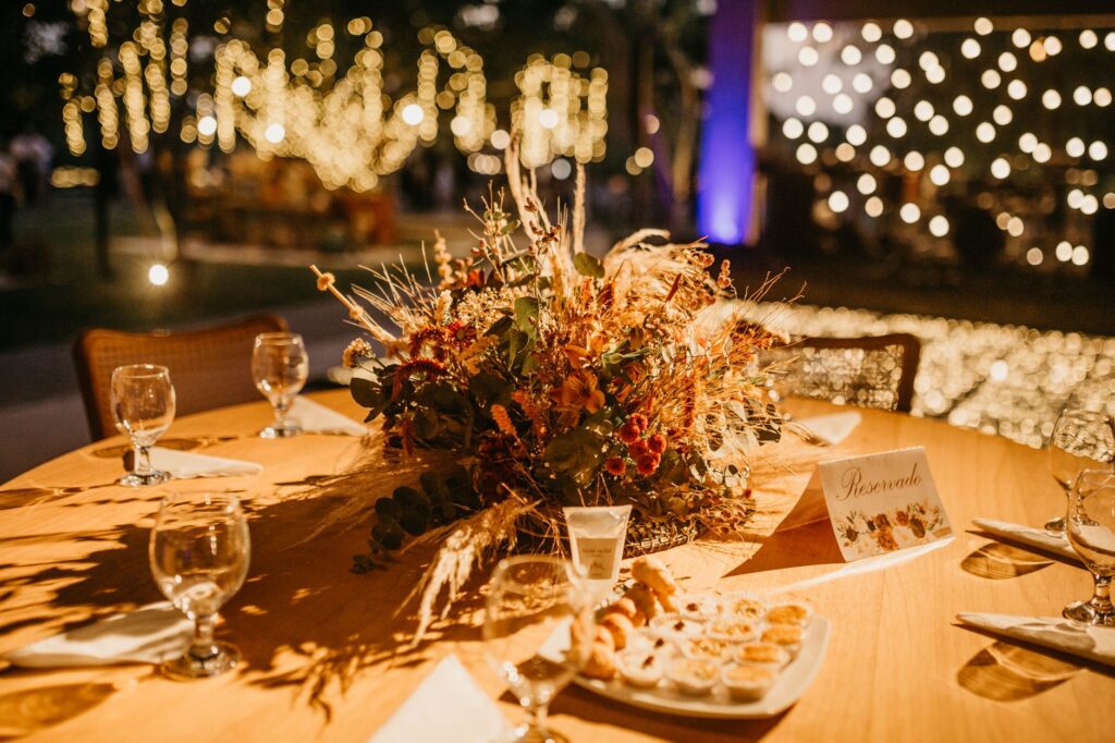 A cozy fall wedding setup in Las Vegas, featuring autumn colors and warm lighting. — best times to get married Las Vegas