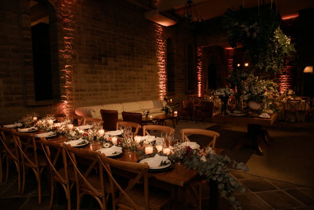 A cozy winter wedding setup with festive decorations and a warm ambiance in a Las Vegas venue. — best time for Las Vegas…