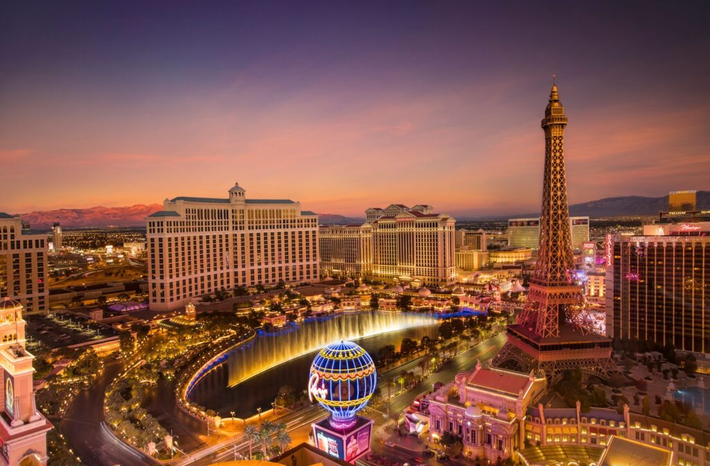 A scenic view of the Las Vegas Strip at sunset — Las Vegas wedding planning checklist