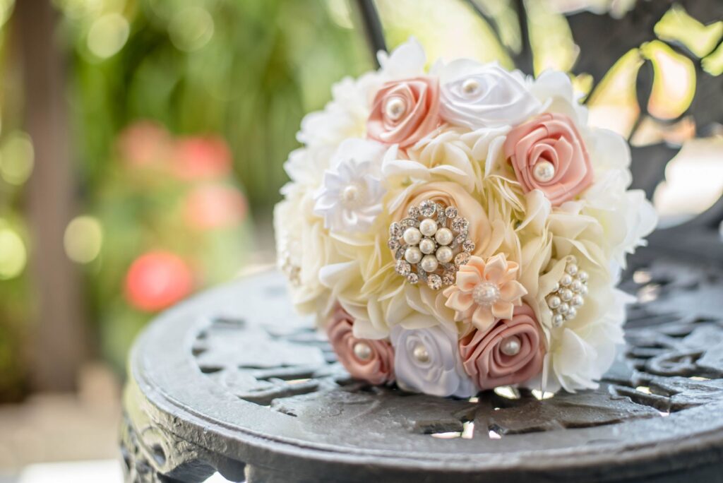 A stunning Las Vegas wedding chapel adorned with flowers during spring. — best time to get married Las Vegas