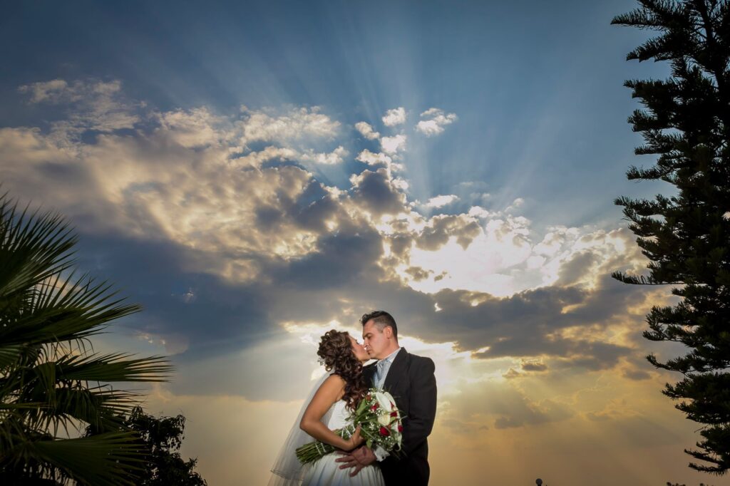 A stunning shot of a couple at a Las Vegas wedding venue at sunset. — Las Vegas wedding photography