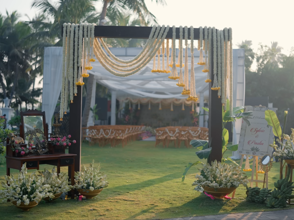 A vintage-themed wedding setup with classic decor and elegant attire. — unique wedding themes Las Vegas
