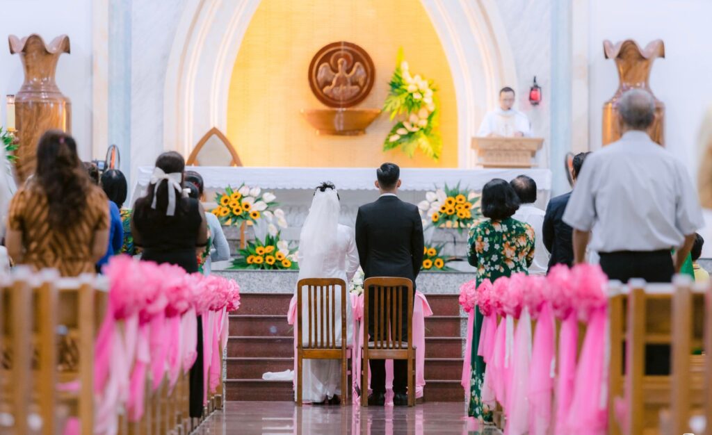 A wedding ceremony scene with guests seated and a beautiful backdrop. — Las Vegas wedding playlist