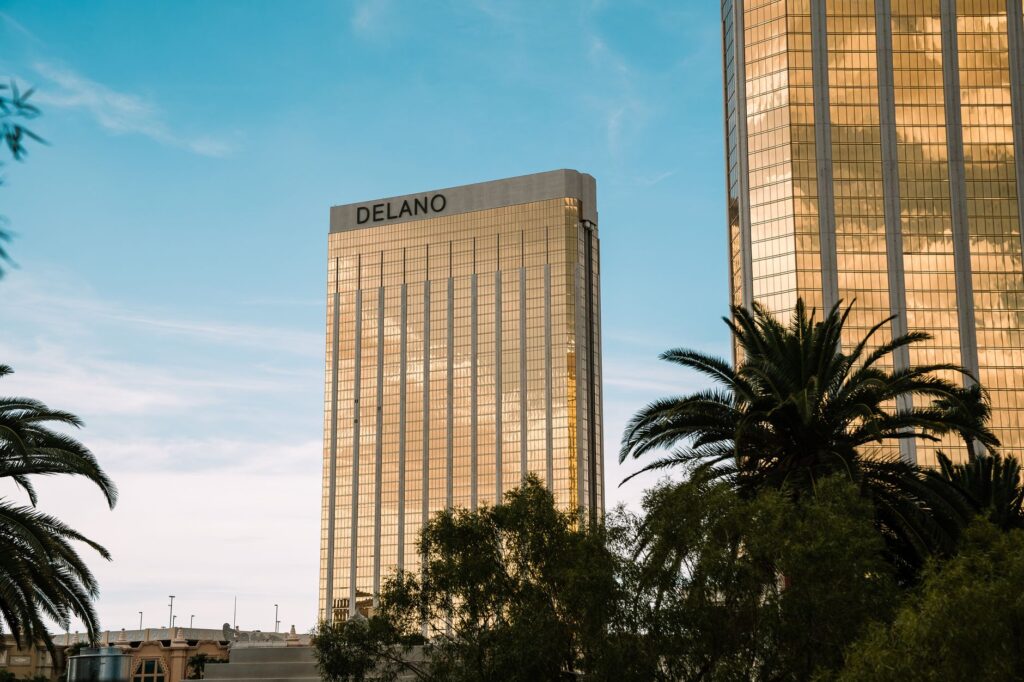 An outdoor Las Vegas wedding setup with the Strip in the background — best wedding planner Las Vegas