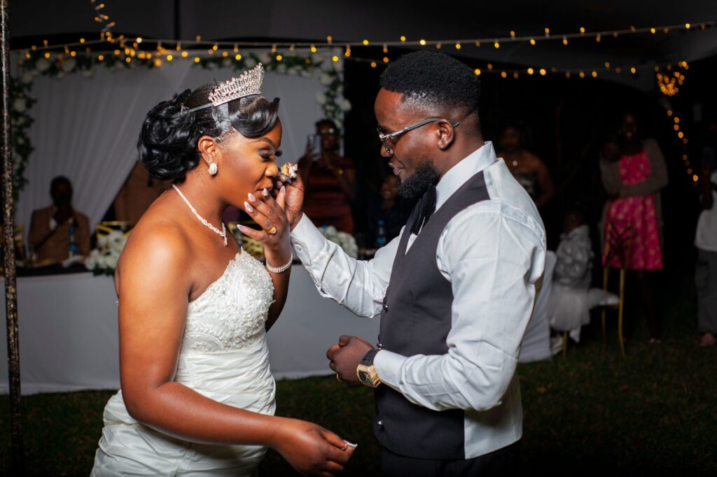 Bride and groom enjoying their reception at a budget-friendly venue — affordable wedding packages Las Vegas