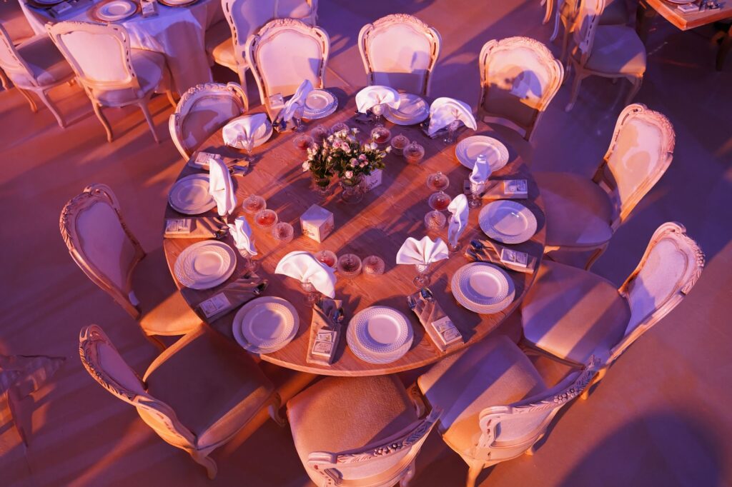 Close-up of a beautifully arranged wedding table set up by a planner. — best wedding planners Las Vegas