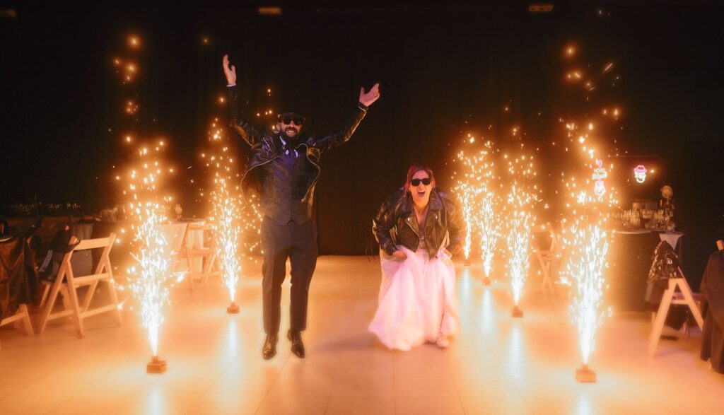 Couples enjoying live entertainment during their Las Vegas wedding reception. — Las Vegas wedding culture