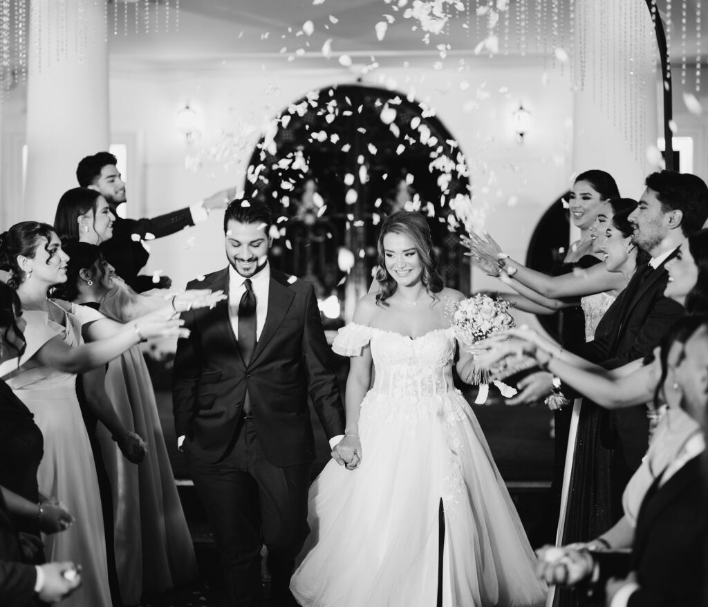 Guests enjoying a live-streamed wedding event, highlighting technology use in Las Vegas wedding trends 2026.