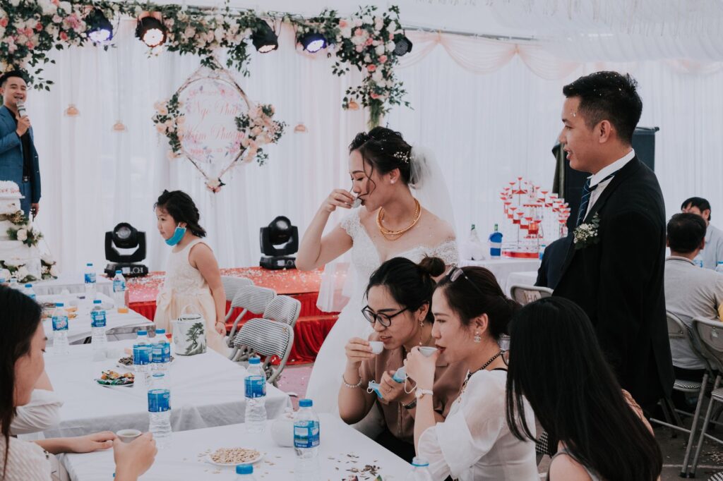 Guests enjoying a themed wedding celebration with unique entertainment. — Las Vegas wedding culture