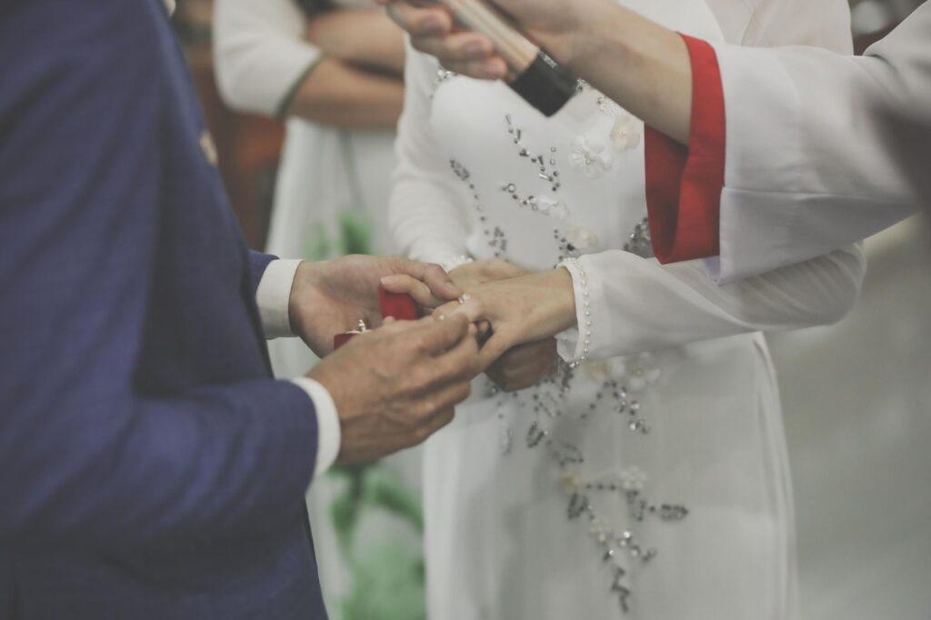 a couple exchanging vows at a Las Vegas chapel — Las Vegas wedding packages