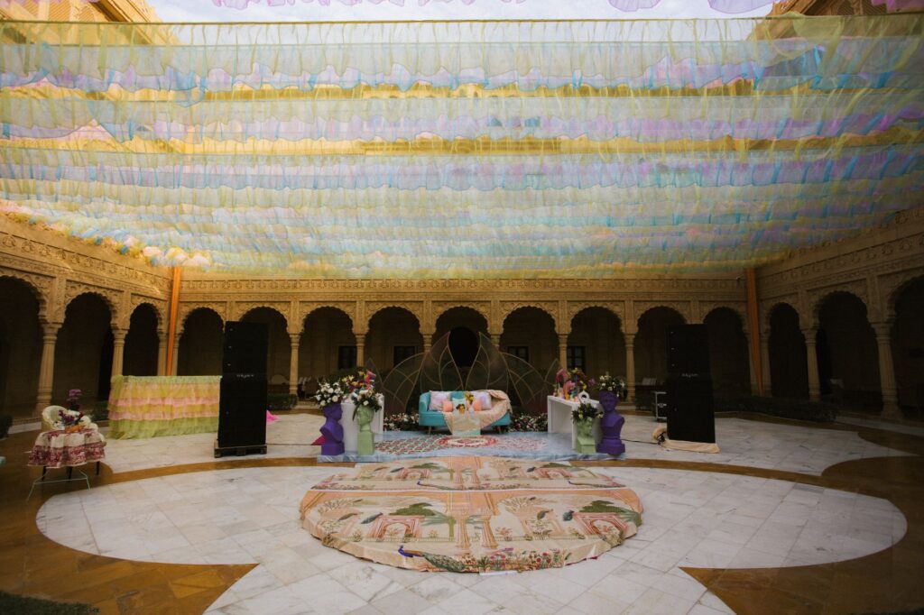 A beautiful outdoor wedding setup in Las Vegas with floral installations and decor. — Las Vegas wedding flowers