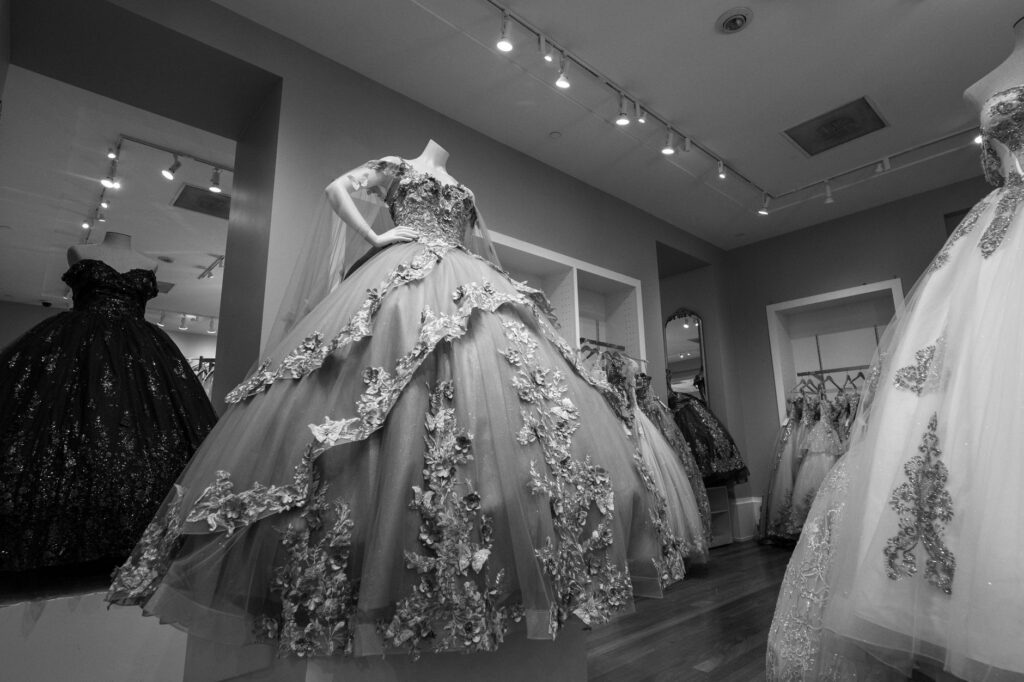 A chic bridal boutique in Las Vegas showcasing various wedding dresses. — Las Vegas wedding dress tips