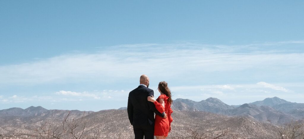 A couple enjoying a scenic view of the Las Vegas Strip during their wedding — stress-free Las Vegas wedding planning