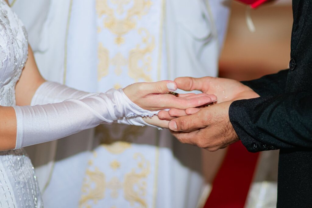 A couple exchanging vows in a classic Las Vegas chapel. — destination wedding Las Vegas planning