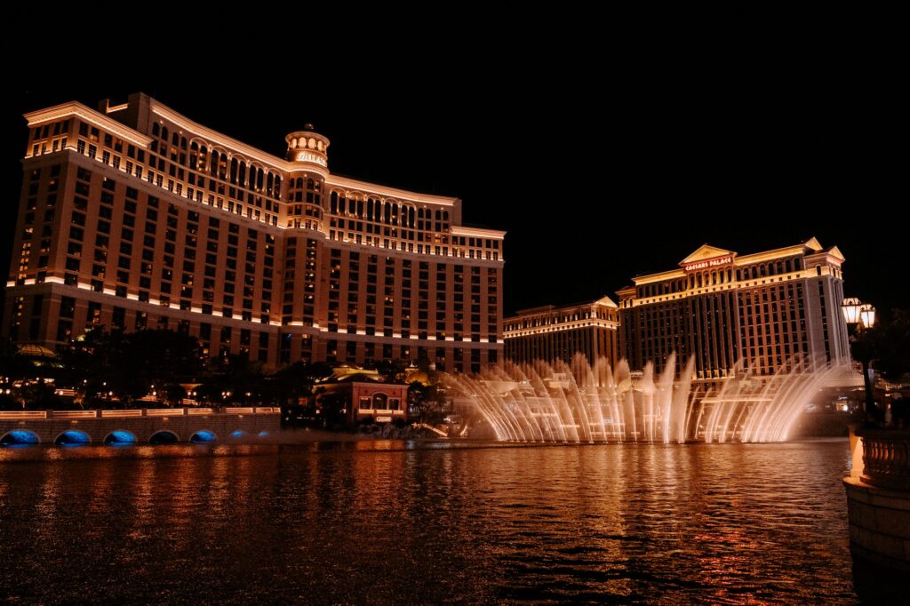 A stunning Las Vegas wedding ceremony with the Strip in the background. — Las Vegas wedding photographers