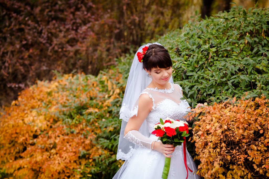 Colorful autumn leaves surrounding a Las Vegas wedding ceremony. — best time to get married Las Vegas